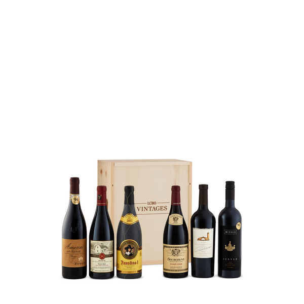 Red Wine Tasting Gift Set in Vintages Wooden Box