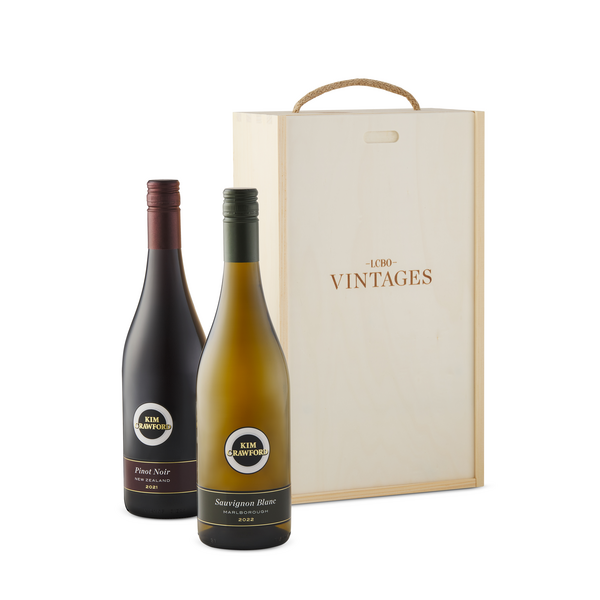 Kim Crawford Marlborough Sauvignon Blanc and Pinot Noir in Vintages Wooden Box