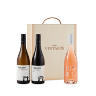 Malivoire Red, White and Rose Gift Set in Vintages Wooden Box