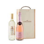 European White & Rose Gift Set In Vintages Wooden Box