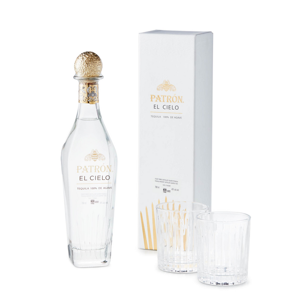 Patron El Cielo Tequila With Set Of 2 Rocks Glasses